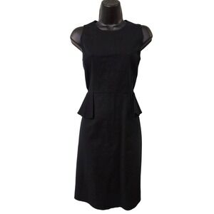 Kate Spade New York Black Peplum Sheath Dress Gold Back Zip Sleeveless Size 4